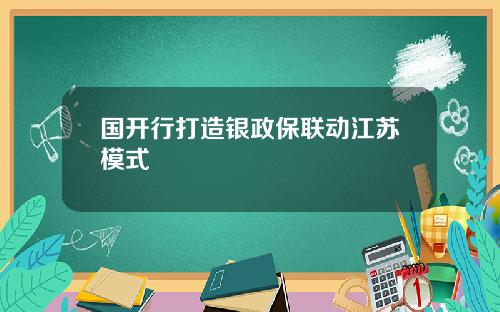 国开行打造银政保联动江苏模式