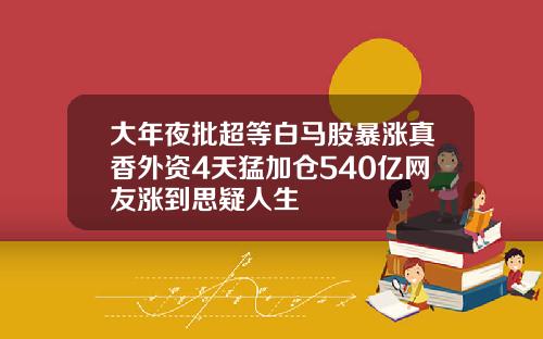 大年夜批超等白马股暴涨真香外资4天猛加仓540亿网友涨到思疑人生