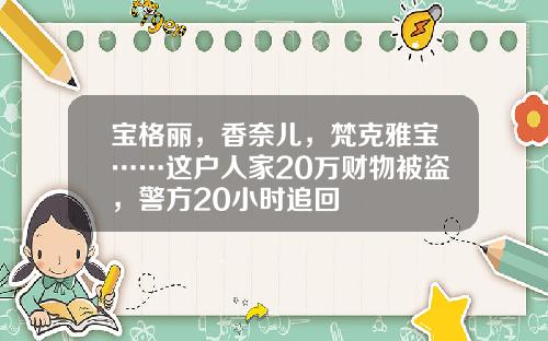 宝格丽,香奈儿,梵克雅宝……这户人家20万财物被盗,警方20小时追回