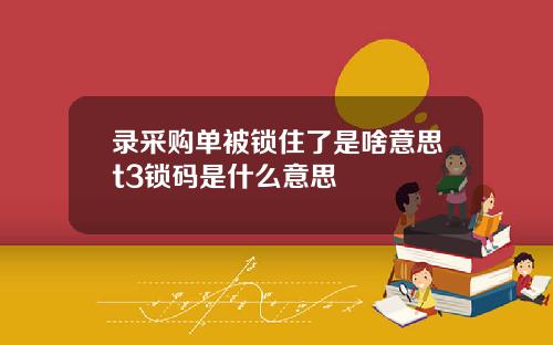 录采购单被锁住了是啥意思t3锁码是什么意思
