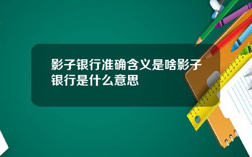 影子银行准确含义是啥影子银行是什么意思