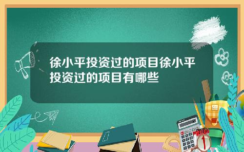 徐小平投资过的项目徐小平投资过的项目有哪些