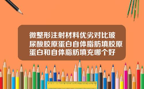 微整形注射材料优劣对比玻尿酸胶原蛋白自体脂肪填胶原蛋白和自体脂肪填充哪个好