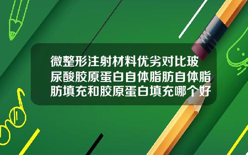 微整形注射材料优劣对比玻尿酸胶原蛋白自体脂肪自体脂肪填充和胶原蛋白填充哪个好