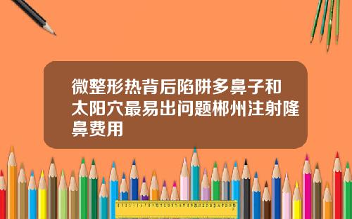 微整形热背后陷阱多鼻子和太阳穴最易出问题郴州注射隆鼻费用