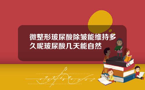 微整形玻尿酸除皱能维持多久呢玻尿酸几天能自然