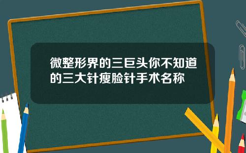 微整形界的三巨头你不知道的三大针瘦脸针手术名称