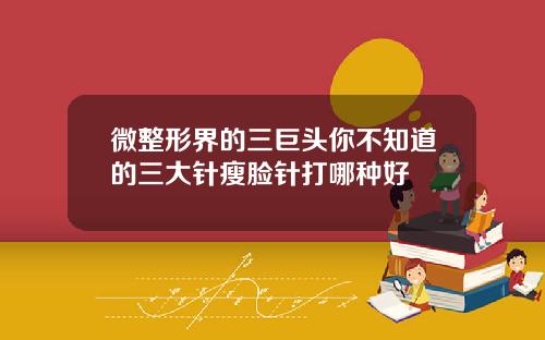 微整形界的三巨头你不知道的三大针瘦脸针打哪种好