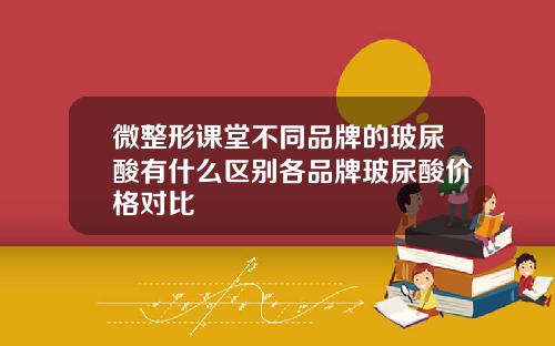 微整形课堂不同品牌的玻尿酸有什么区别各品牌玻尿酸价格对比