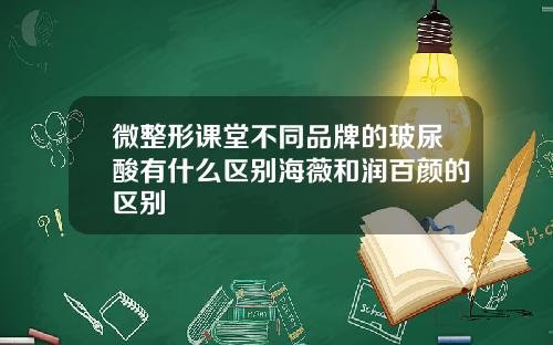 微整形课堂不同品牌的玻尿酸有什么区别海薇和润百颜的区别