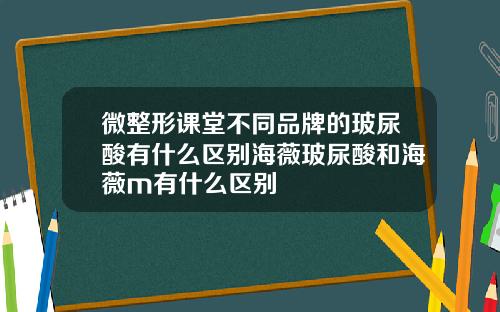 微整形课堂不同品牌的玻尿酸有什么区别海薇玻尿酸和海薇m有什么区别