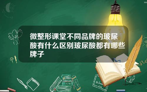 微整形课堂不同品牌的玻尿酸有什么区别玻尿酸都有哪些牌子