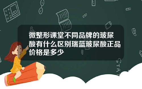 微整形课堂不同品牌的玻尿酸有什么区别瑞蓝玻尿酸正品价格是多少