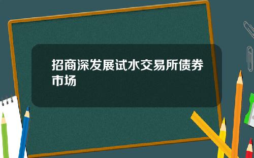 招商深发展试水交易所债券市场
