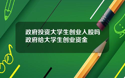 政府投资大学生创业入股吗政府给大学生创业资金