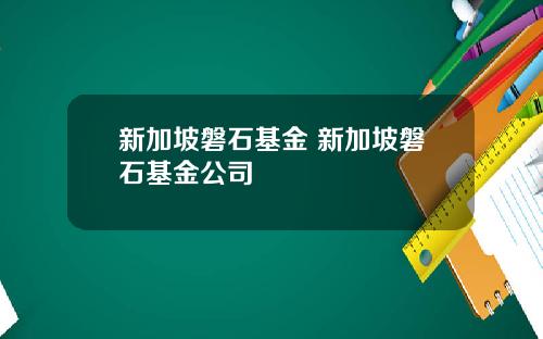 新加坡磐石基金 新加坡磐石基金公司
