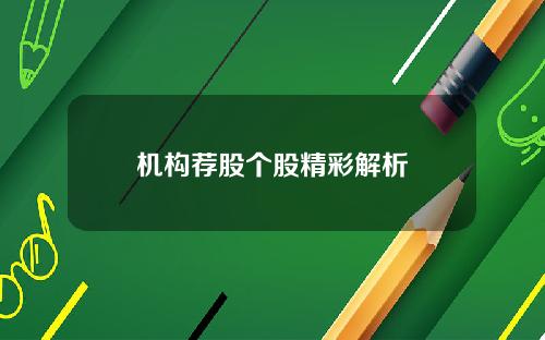 机构荐股个股精彩解析