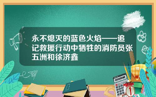 永不熄灭的蓝色火焰——追记救援行动中牺牲的消防员张五洲和徐济鑫