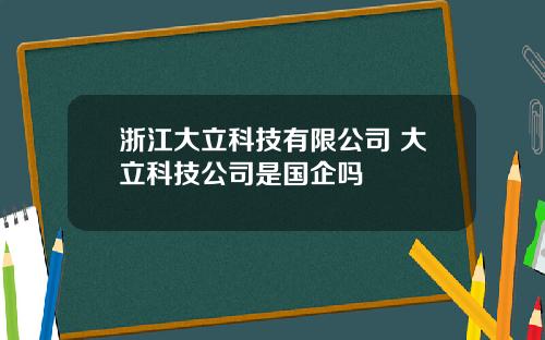 浙江大立科技有限公司 大立科技公司是国企吗