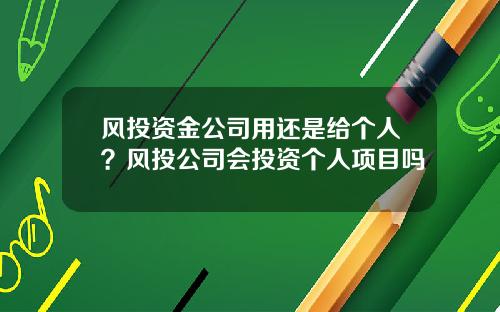 风投资金公司用还是给个人？风投公司会投资个人项目吗