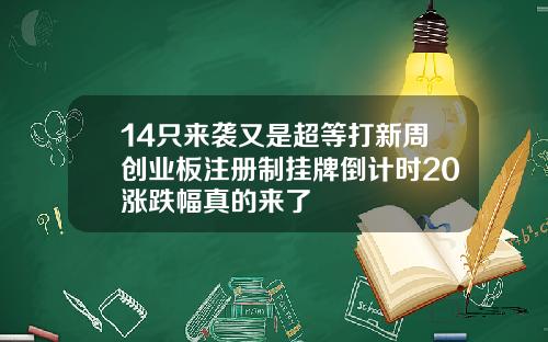14只来袭又是超等打新周创业板注册制挂牌倒计时20涨跌幅真的来了