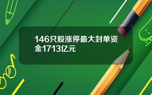 146只股涨停最大封单资金1713亿元