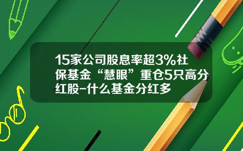 15家公司股息率超3%社保基金“慧眼”重仓5只高分红股-什么基金分红多