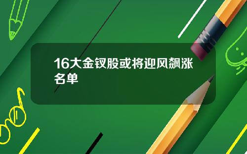 16大金钗股或将迎风飙涨名单