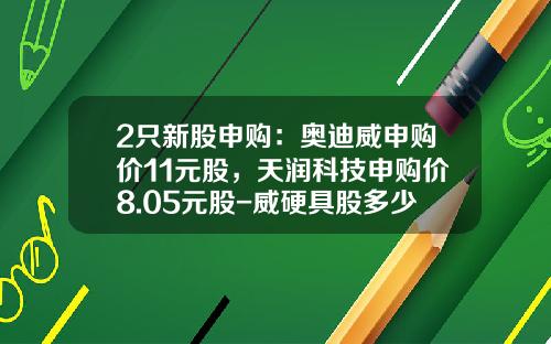 2只新股申购：奥迪威申购价11元股，天润科技申购价8.05元股-威硬具股多少钱