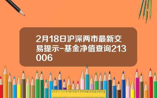 2月18日沪深两市最新交易提示-基金净值查询213006