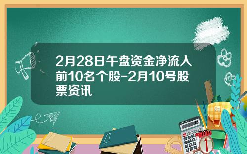 2月28日午盘资金净流入前10名个股-2月10号股票资讯