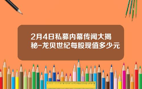 2月4日私募内幕传闻大揭秘-龙贝世纪每股现值多少元