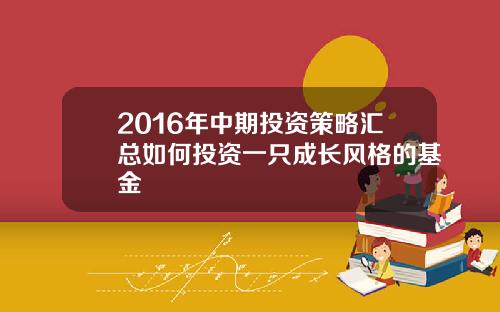 2016年中期投资策略汇总如何投资一只成长风格的基金