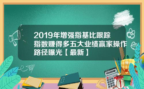 2019年增强指基比跟踪指数赚得多五大业绩赢家操作路径曝光【最新】