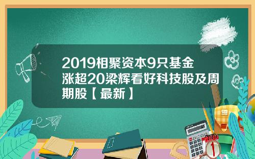 2019相聚资本9只基金涨超20梁辉看好科技股及周期股【最新】