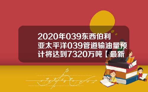 2020年039东西伯利亚太平洋039管道输油量预计将达到7320万吨【最新】