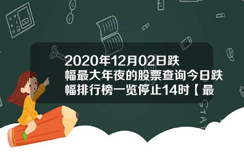 2020年12月02日跌幅最大年夜的股票查询今日跌幅排行榜一览停止14时【最新】