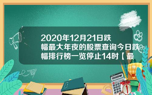 2020年12月21日跌幅最大年夜的股票查询今日跌幅排行榜一览停止14时【最新】