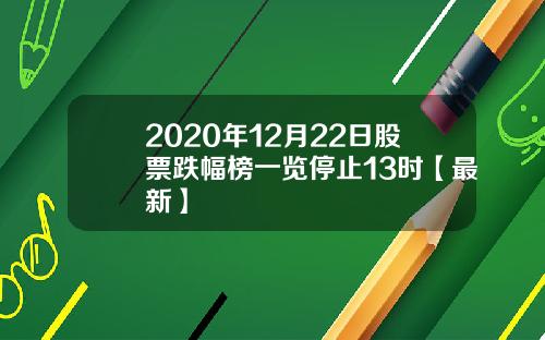 2020年12月22日股票跌幅榜一览停止13时【最新】