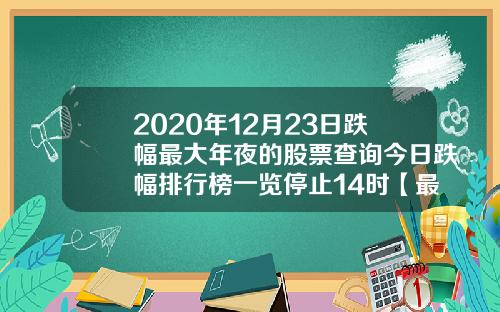 2020年12月23日跌幅最大年夜的股票查询今日跌幅排行榜一览停止14时【最新】