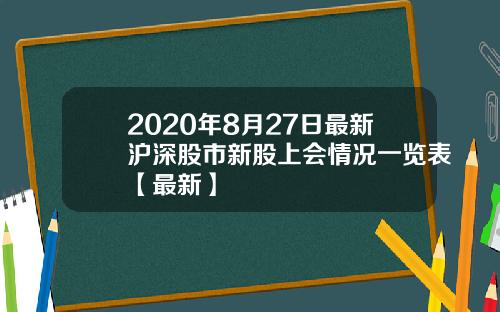2020年8月27日最新沪深股市新股上会情况一览表【最新】