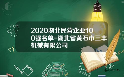2020湖北民营企业100强名单-湖北省黄石市三丰机械有限公司