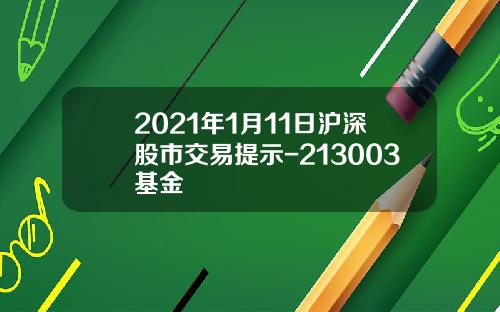 2021年1月11日沪深股市交易提示-213003基金