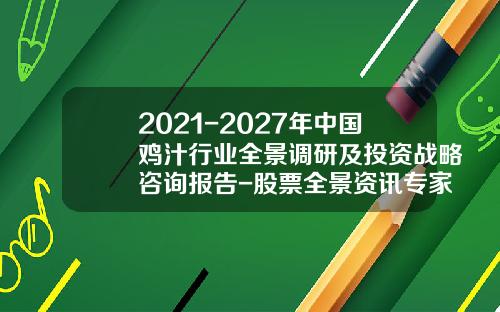 2021-2027年中国鸡汁行业全景调研及投资战略咨询报告-股票全景资讯专家投顾产品是什么
