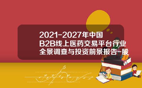 2021-2027年中国B2B线上医药交易平台行业全景调查与投资前景报告-股票全景资讯专家投顾产品是什么