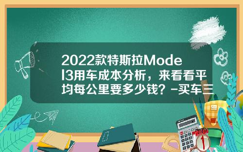 2022款特斯拉Model3用车成本分析，来看看平均每公里要多少钱？-买车三年分期光保险要多少钱【新闻】