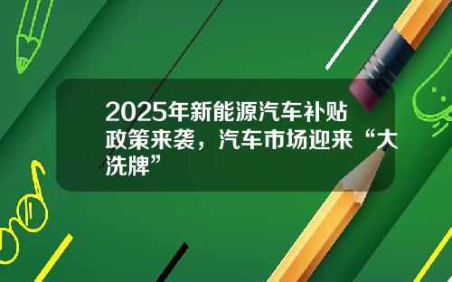 2025年新能源汽车补贴政策来袭，汽车市场迎来“大洗牌”