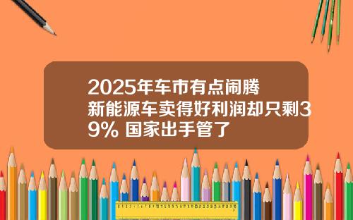 2025年车市有点闹腾 新能源车卖得好利润却只剩39% 国家出手管了