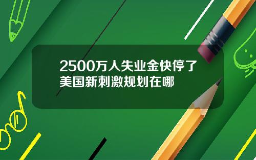 2500万人失业金快停了美国新刺激规划在哪