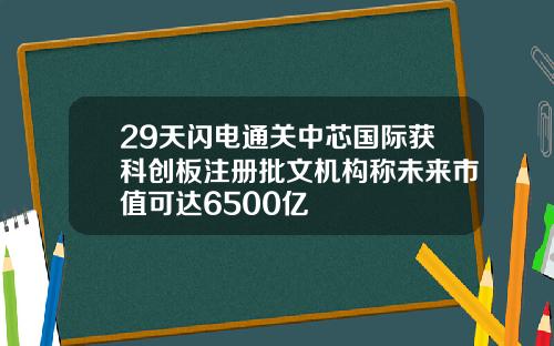 29天闪电通关中芯国际获科创板注册批文机构称未来市值可达6500亿